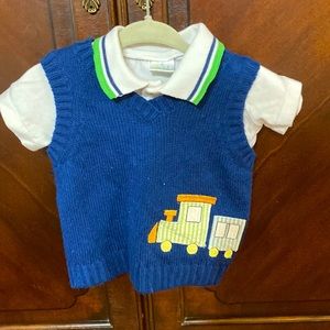 6-9 month old short sleeve and vest set